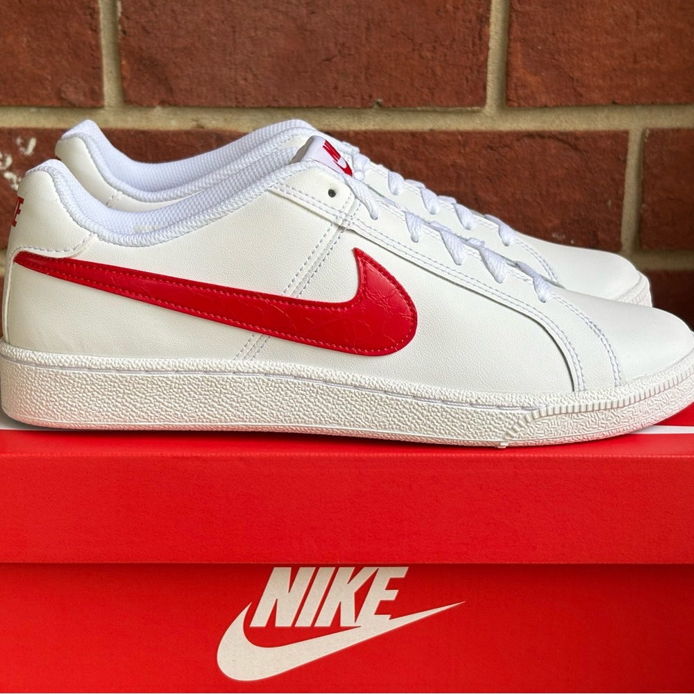 New Nike Court Royale White Red Womens Sneakers NIB Athletic Shoes